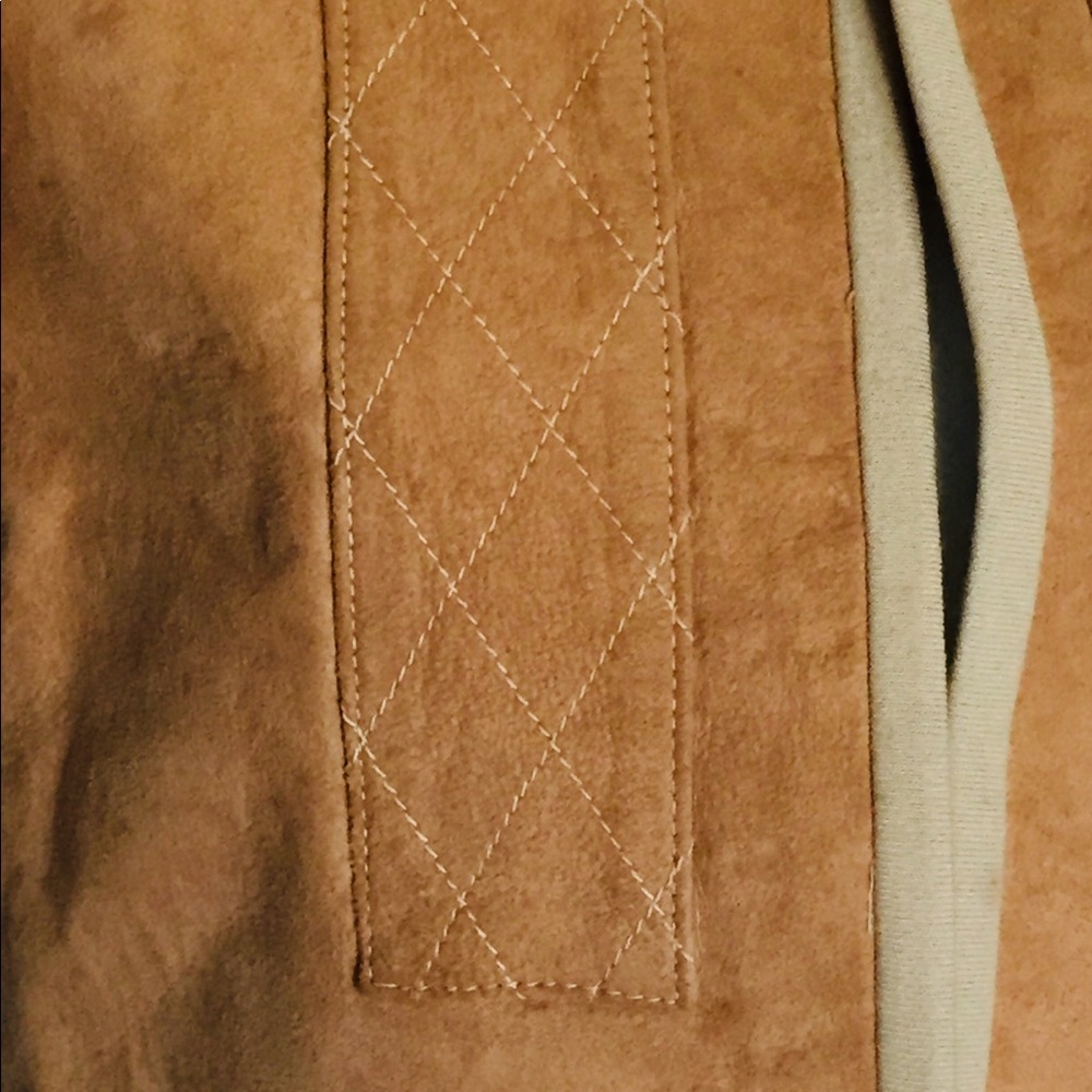 Hippy 70’s Vintage Tan Leather Diamond Sewn Vest - Picture 4 of 8